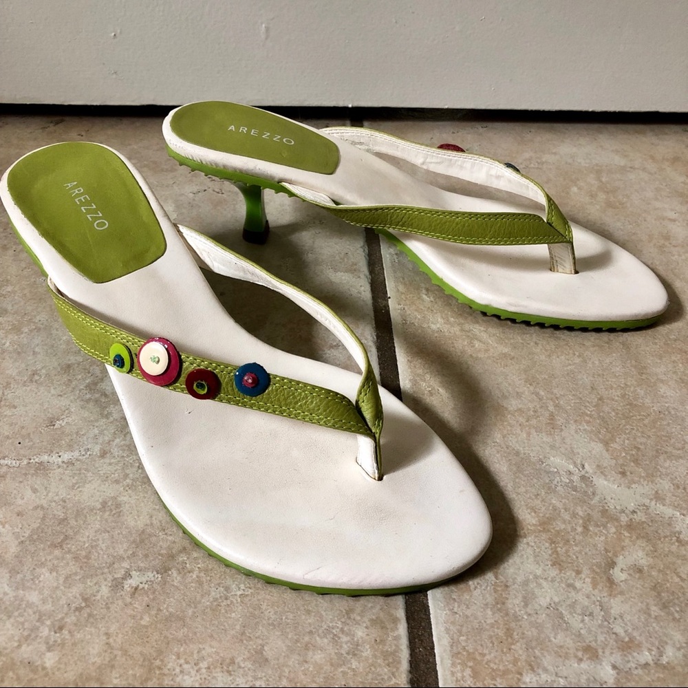 Arezzo Green Kitten Heel Sandals